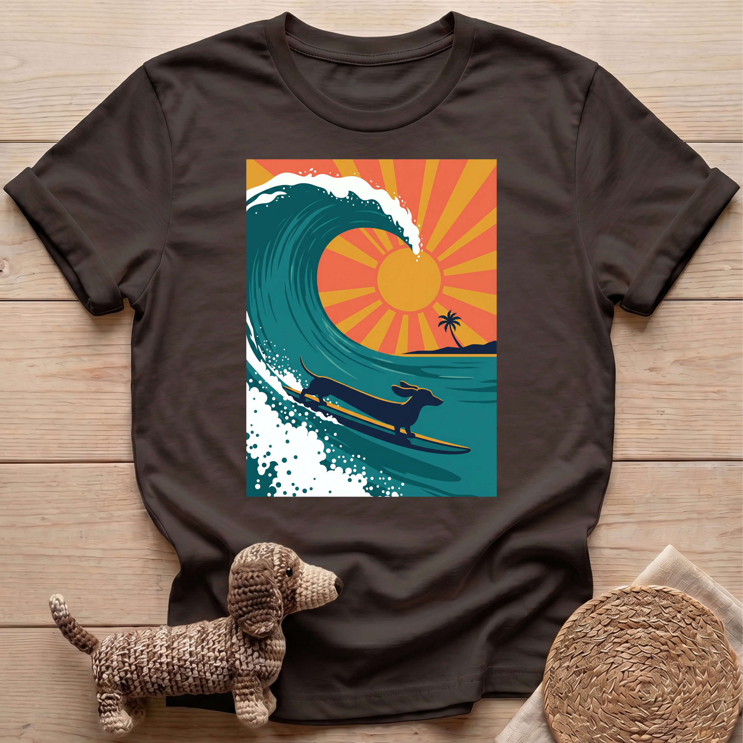 Dachshund Surfer Wave T-Shirt