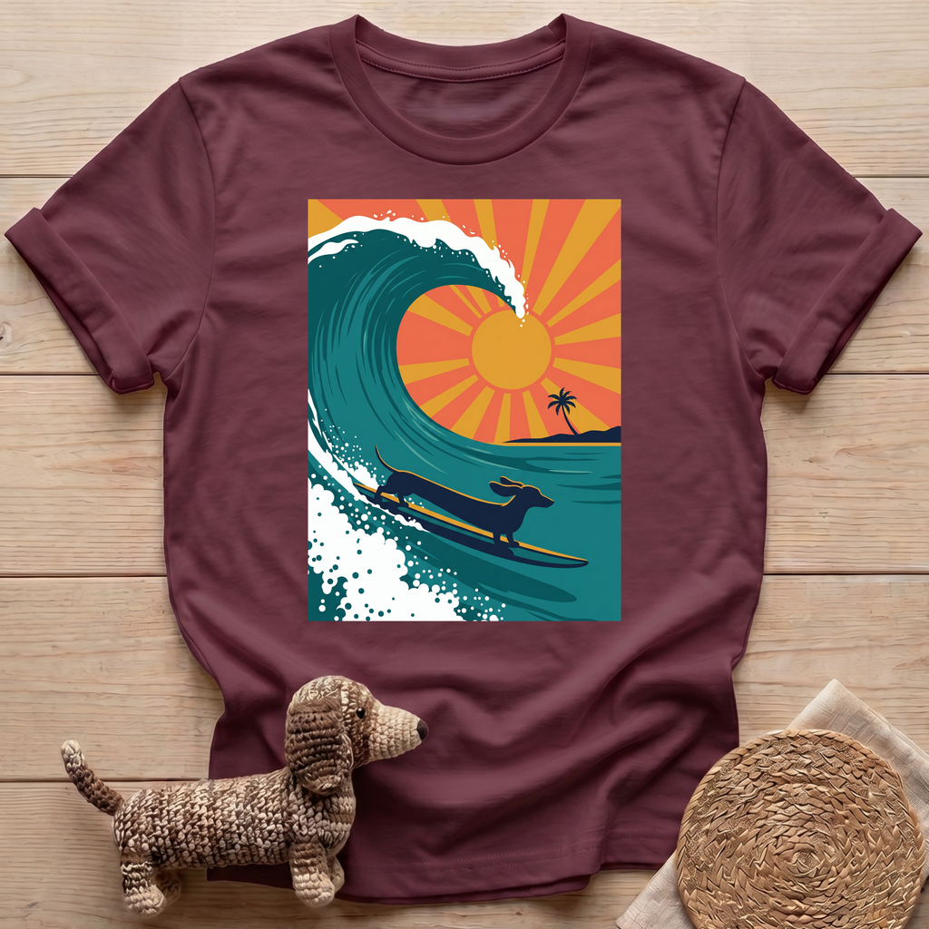 Dachshund Surfer Wave T-Shirt