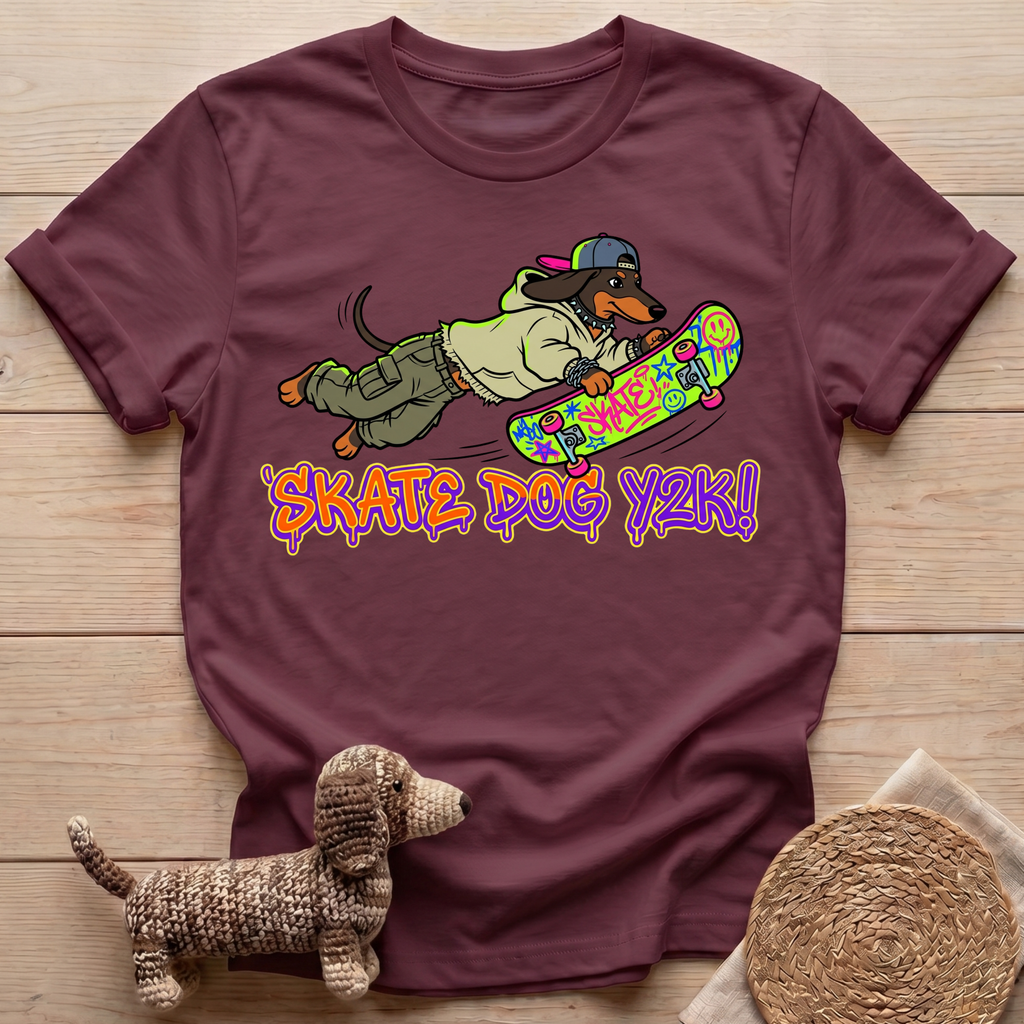 Skater Dachshund Y2K T-Shirt