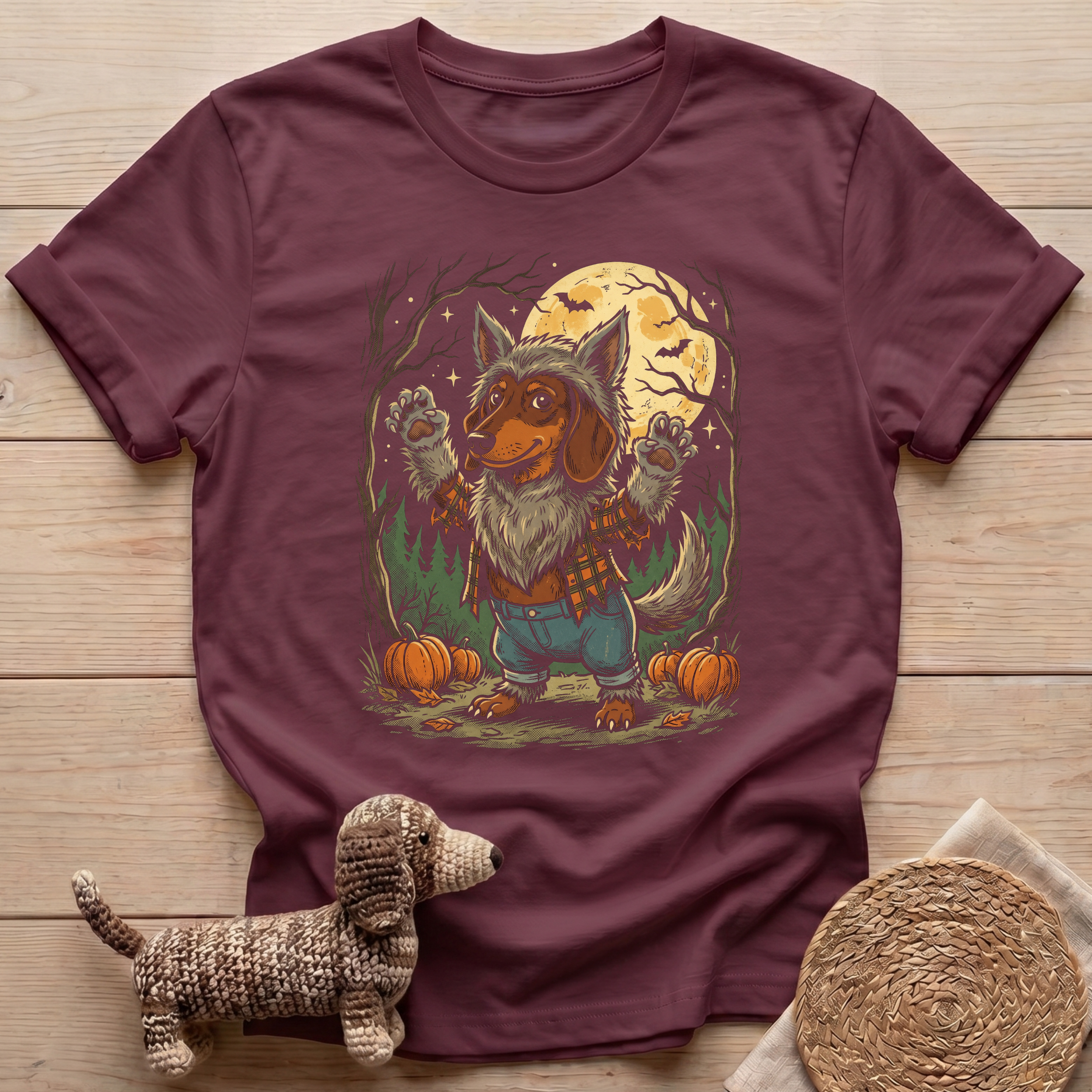 Dachshund Werewolf Full Moon T-Shirt