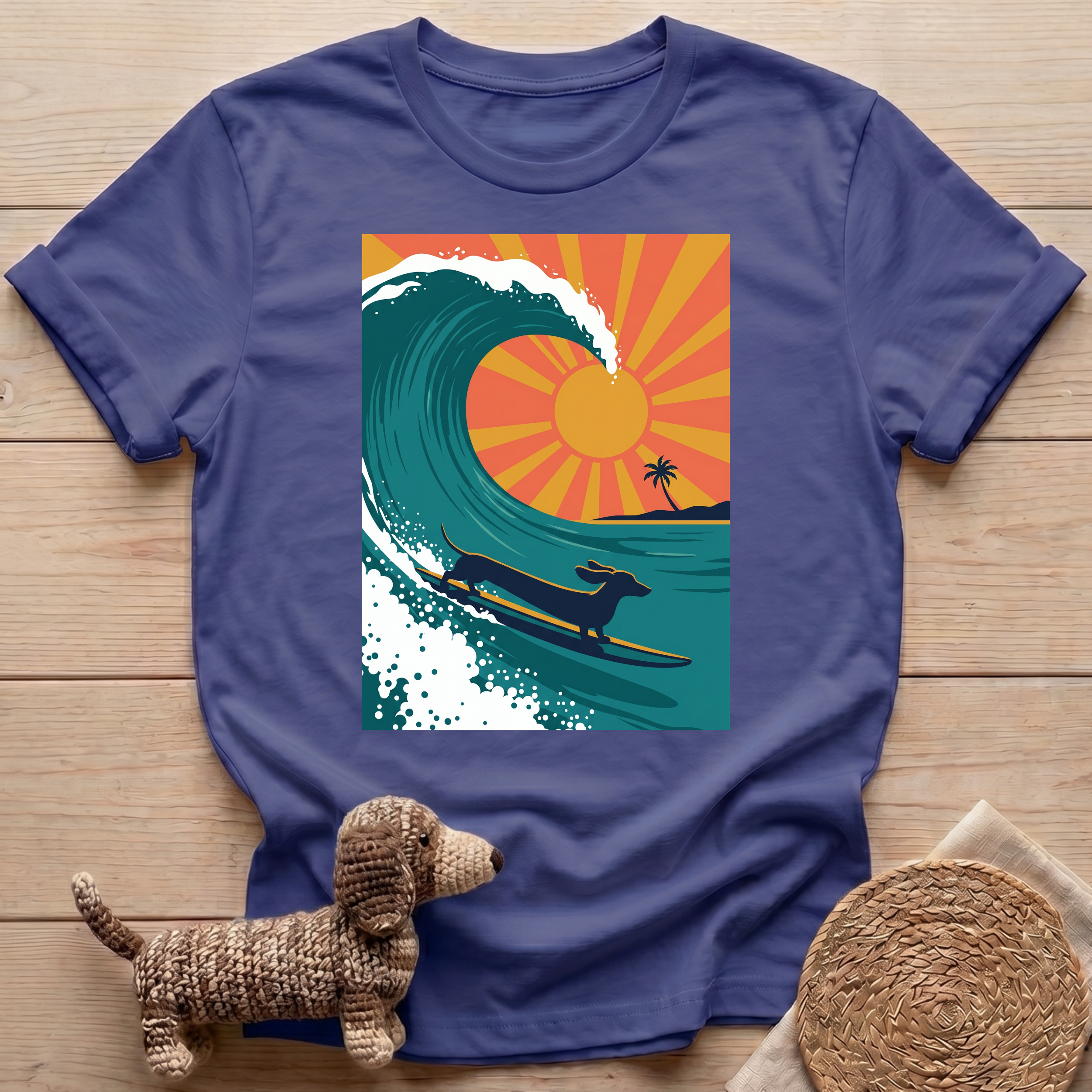Dachshund Surfer Wave T-Shirt