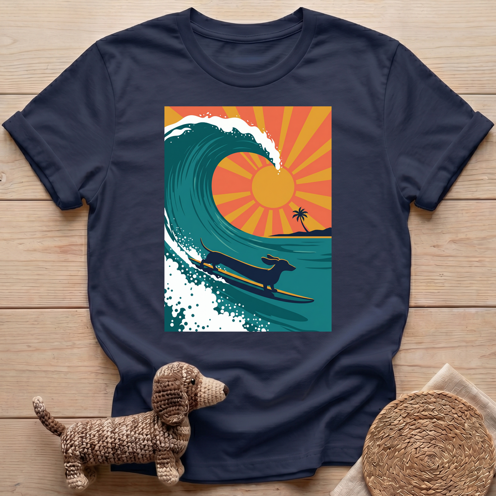 Dachshund Surfer Wave T-Shirt