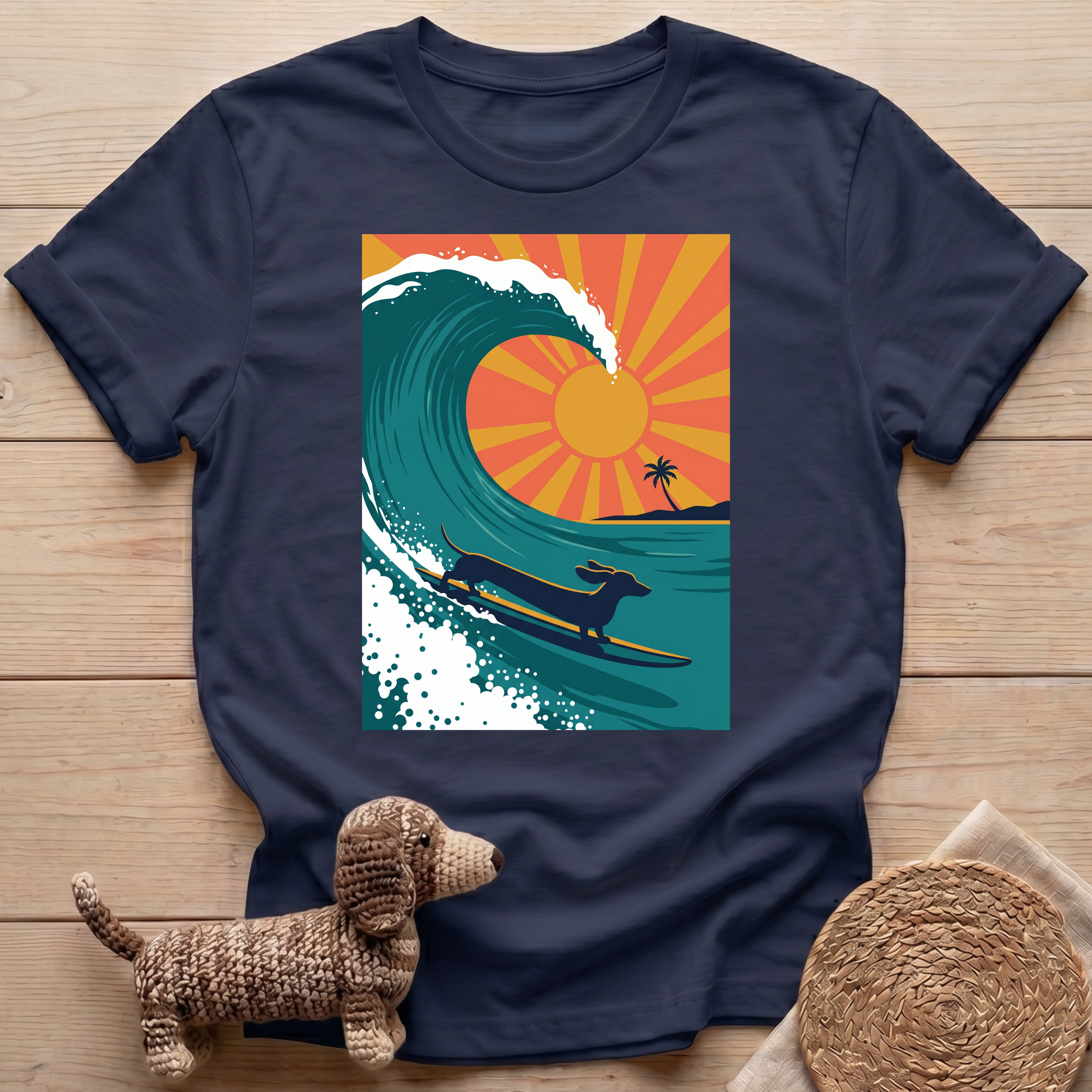Dachshund Surfer Wave T-Shirt